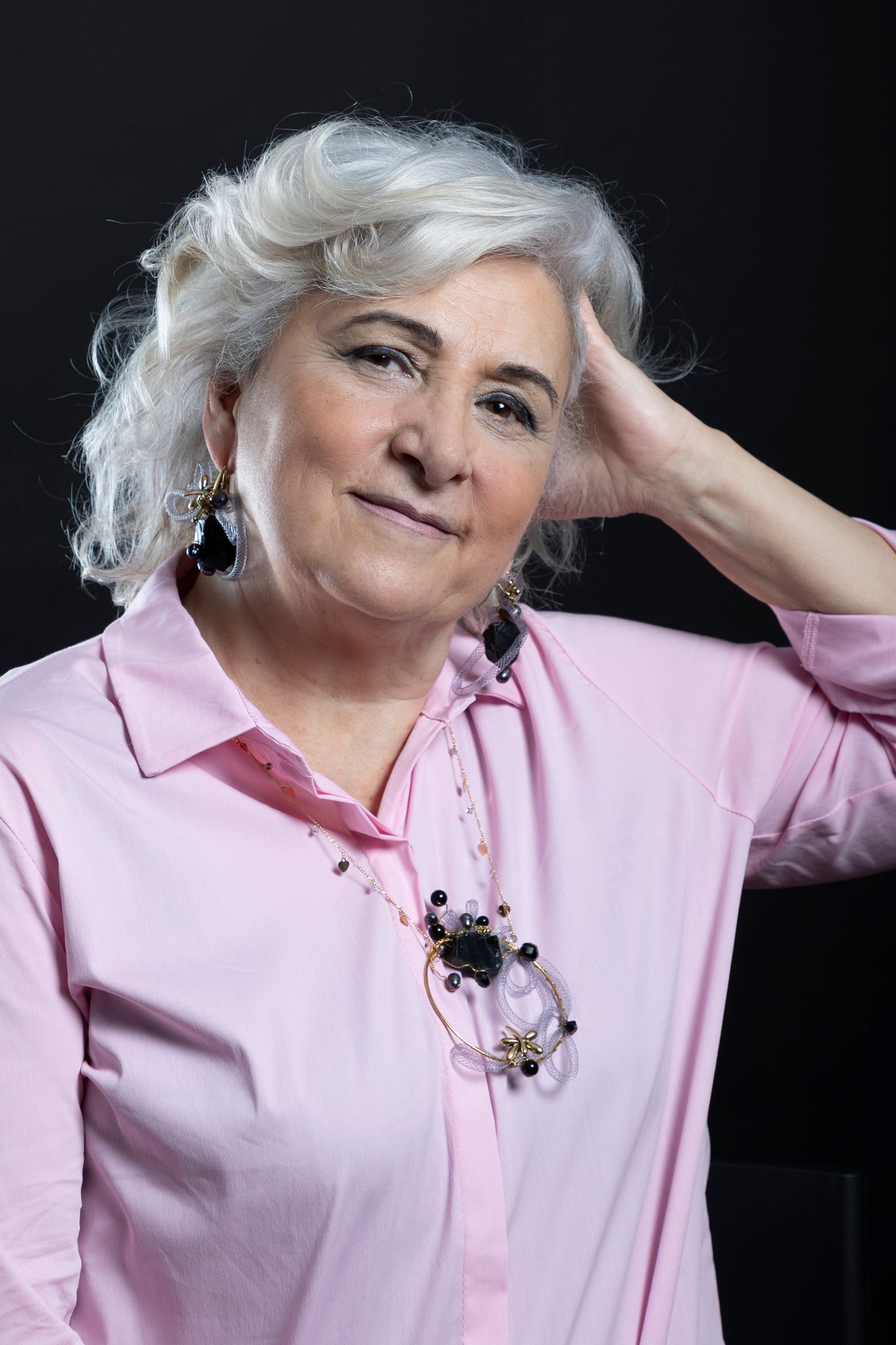 Collar y pendientes en turmalina negra